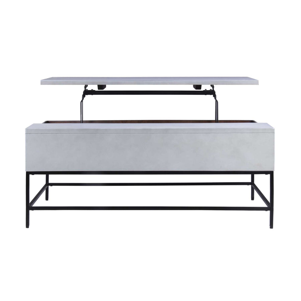 46 Inch Lift Top Storage Mango Wood Coffee Table With Tubular Metal Base,Gray And Black By Benzara | Coffee Tables |  Modishstore  - 7
