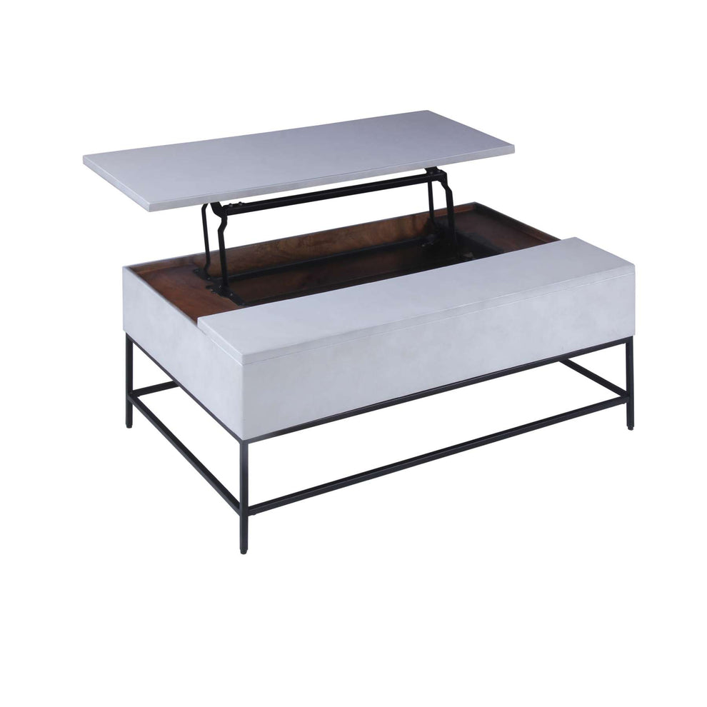 46 Inch Lift Top Storage Mango Wood Coffee Table With Tubular Metal Base,Gray And Black By Benzara | Coffee Tables |  Modishstore  - 6