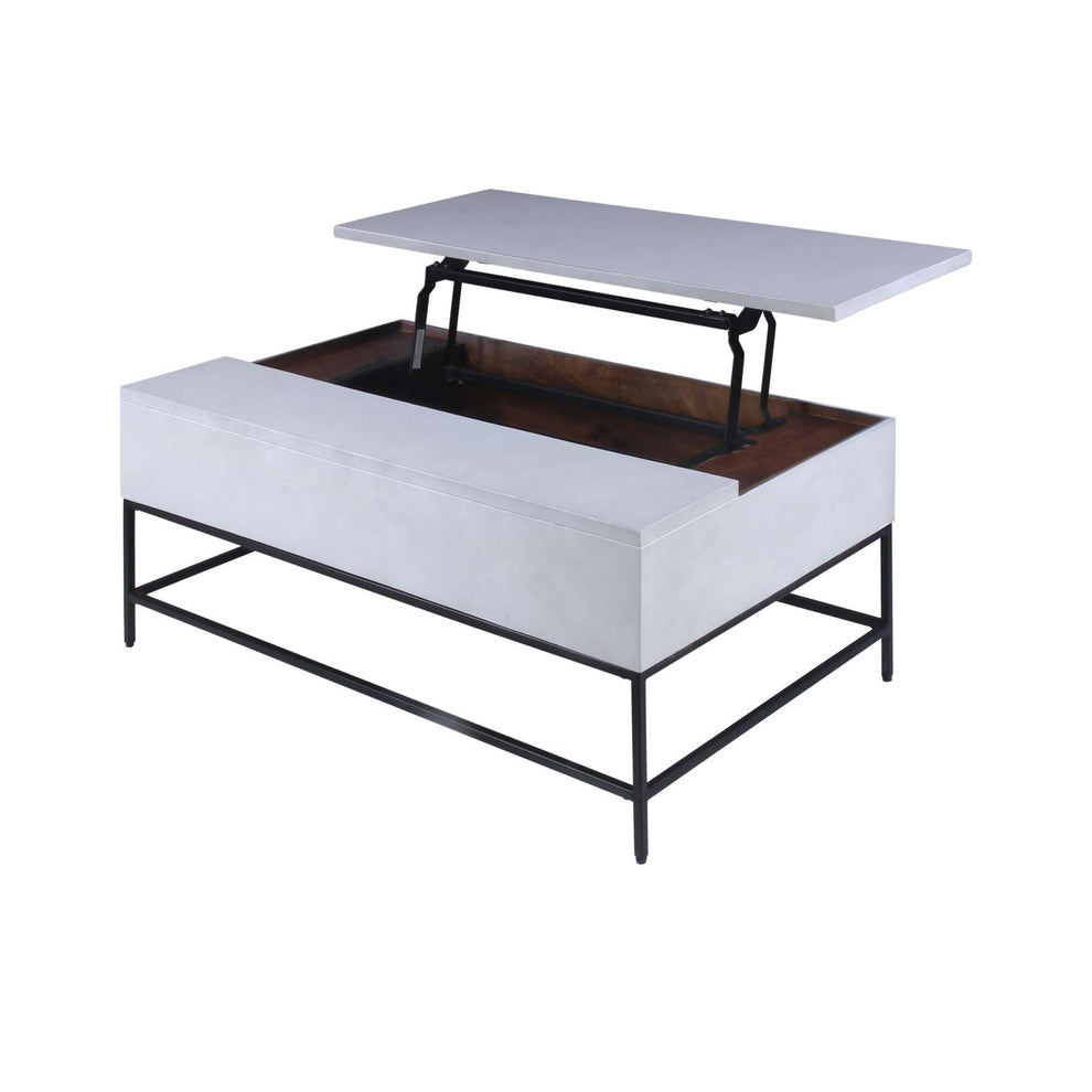 46 Inch Lift Top Storage Mango Wood Coffee Table With Tubular Metal Base,Gray And Black By Benzara | Coffee Tables |  Modishstore  - 5