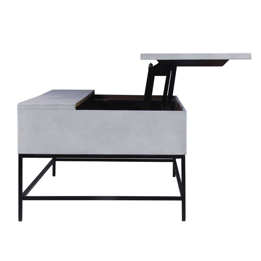 46 Inch Lift Top Storage Mango Wood Coffee Table With Tubular Metal Base,Gray And Black By Benzara | Coffee Tables |  Modishstore  - 4
