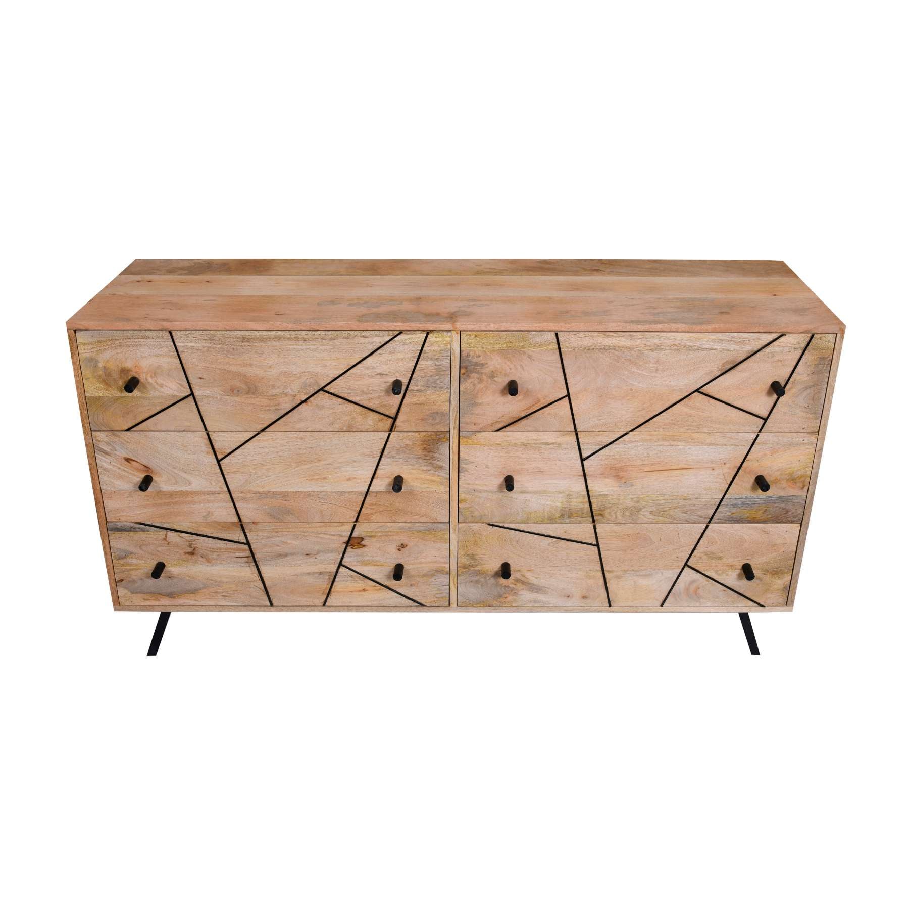 6 Drawer Industrial Wooden Storage Drawers Dresser With Metal Legs. Brown And Black By Benzara | Dressers |  Modishstore  - 9