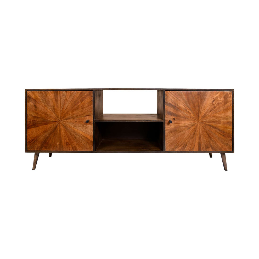 65 Inch 2 Door Mid Century Modern Wooden Entertainment Media Tv Stand Unit, Brown By Benzara | TV Stands |  Modishstore  - 10
