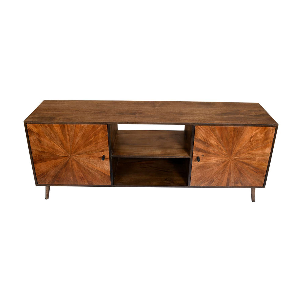 65 Inch 2 Door Mid Century Modern Wooden Entertainment Media Tv Stand Unit, Brown By Benzara | TV Stands |  Modishstore  - 2