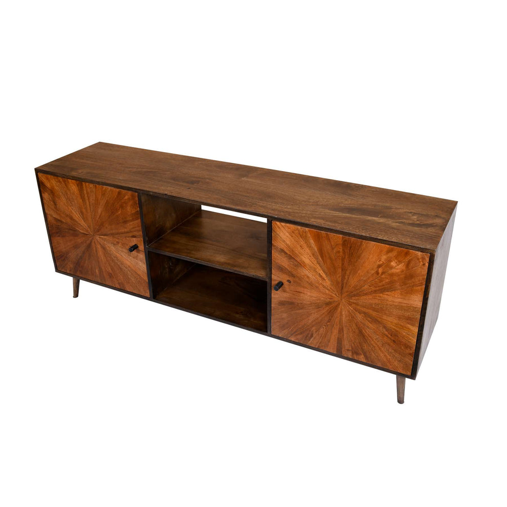 65 Inch 2 Door Mid Century Modern Wooden Entertainment Media Tv Stand Unit, Brown By Benzara | TV Stands |  Modishstore  - 9