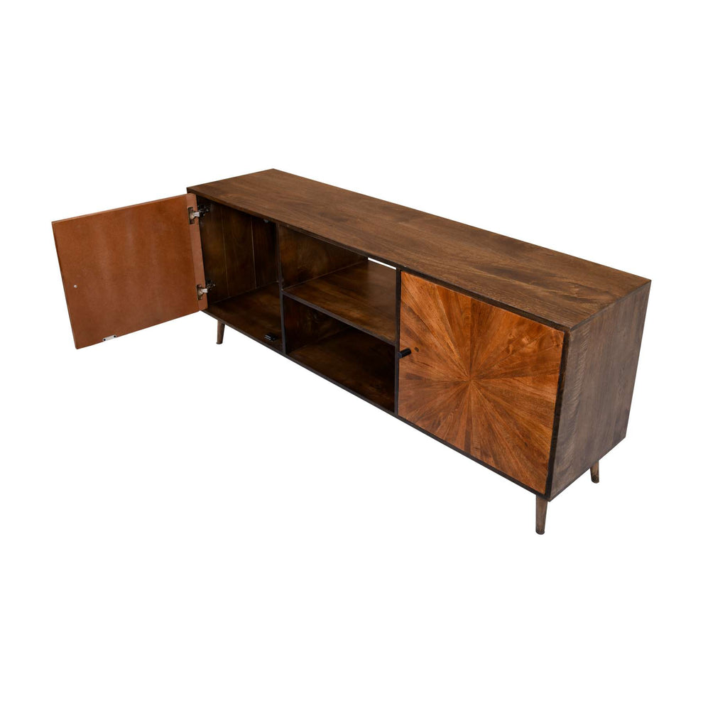 65 Inch 2 Door Mid Century Modern Wooden Entertainment Media Tv Stand Unit, Brown By Benzara | TV Stands |  Modishstore  - 8