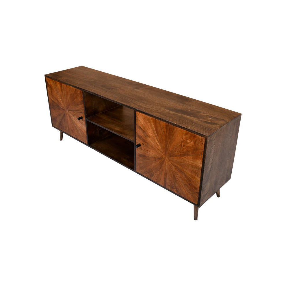 65 Inch 2 Door Mid Century Modern Wooden Entertainment Media Tv Stand Unit, Brown By Benzara | TV Stands |  Modishstore  - 7
