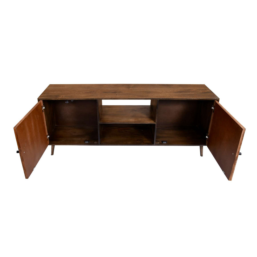 65 Inch 2 Door Mid Century Modern Wooden Entertainment Media Tv Stand Unit, Brown By Benzara | TV Stands |  Modishstore  - 4