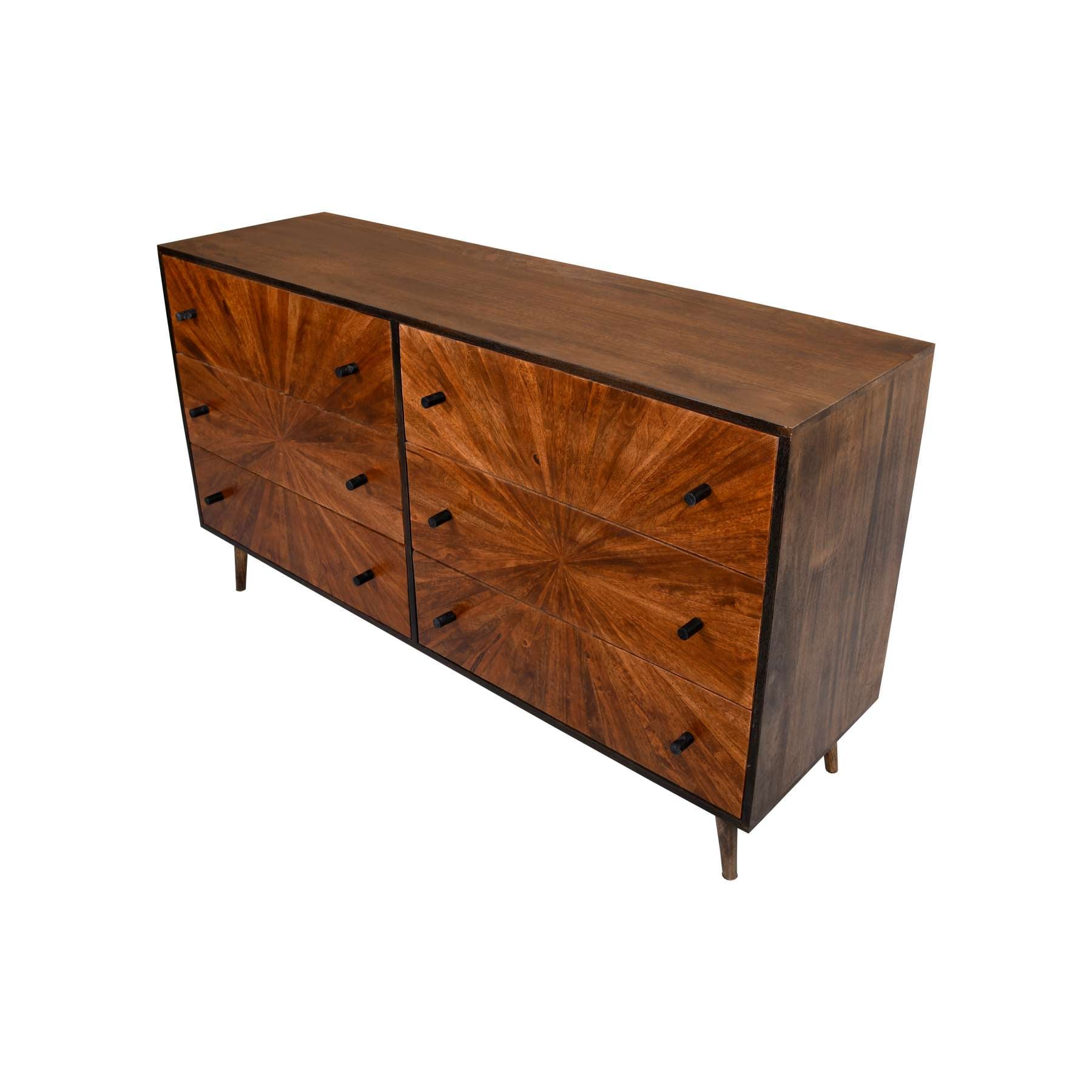 6 Drawer Mid Century Modern Storage Wooden Drawers Dresser , Brown By Benzara | Dressers |  Modishstore  - 11
