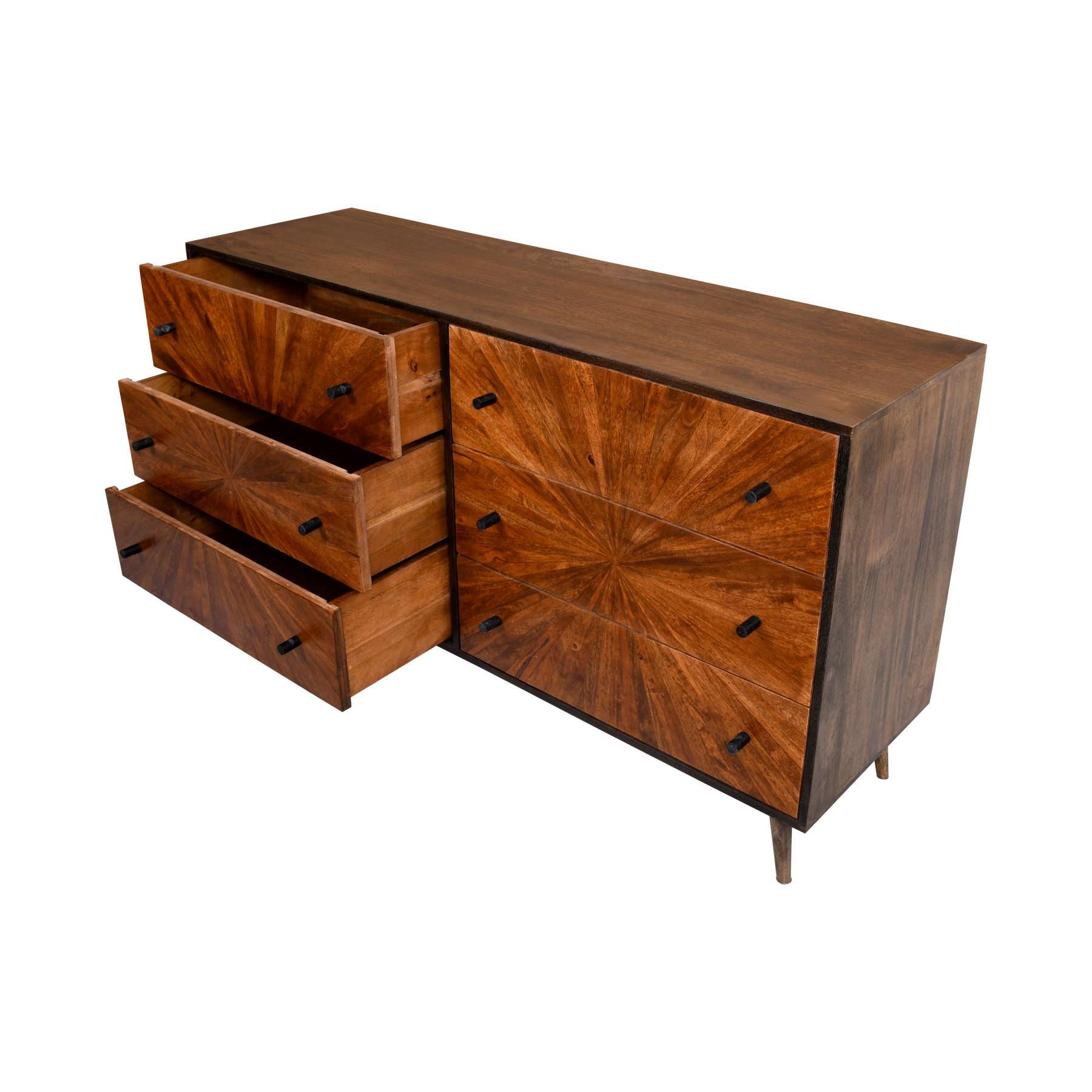 6 Drawer Mid Century Modern Storage Wooden Drawers Dresser , Brown By Benzara | Dressers |  Modishstore  - 8