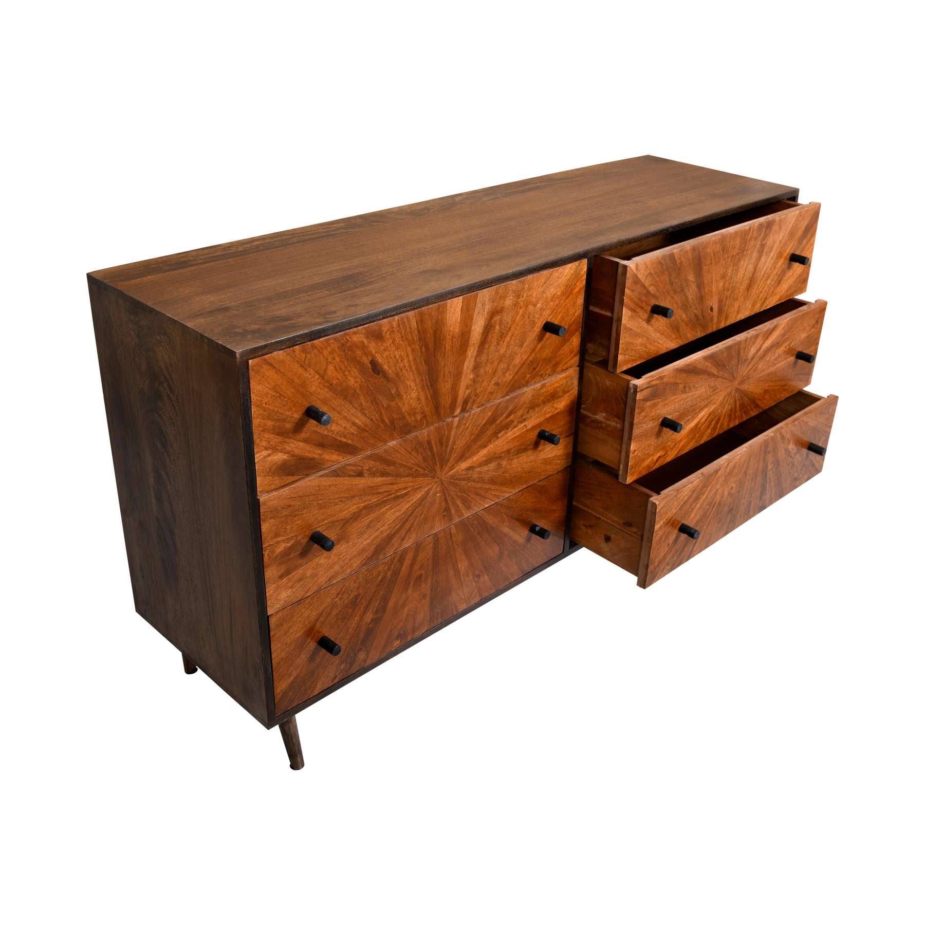 6 Drawer Mid Century Modern Storage Wooden Drawers Dresser , Brown By Benzara | Dressers |  Modishstore  - 7