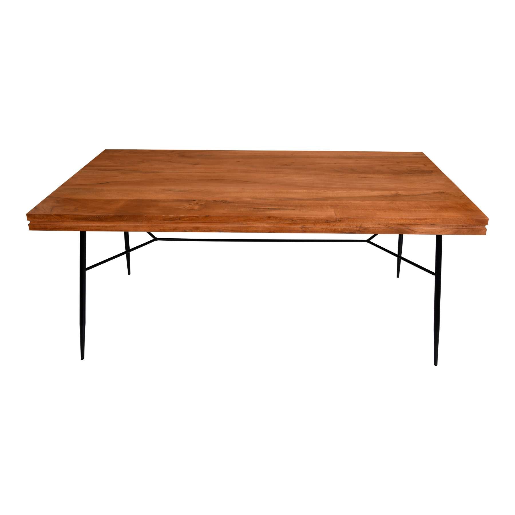 Two Tone Industrial Wooden Top Rectangular Dining Table With Metal Frame, Black And Brown By Benzara | Dining Tables |  Modishstore  - 7