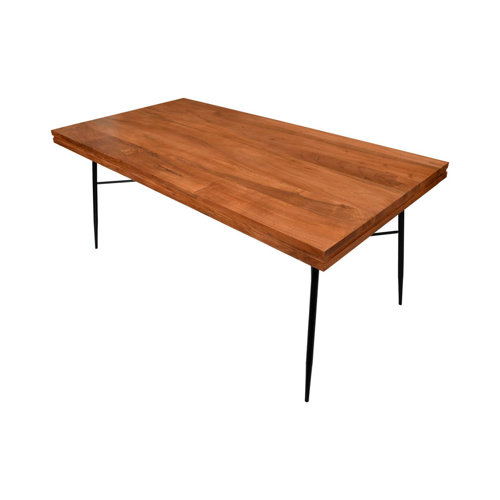 Two Tone Industrial Wooden Top Rectangular Dining Table With Metal Frame, Black And Brown By Benzara | Dining Tables |  Modishstore  - 6