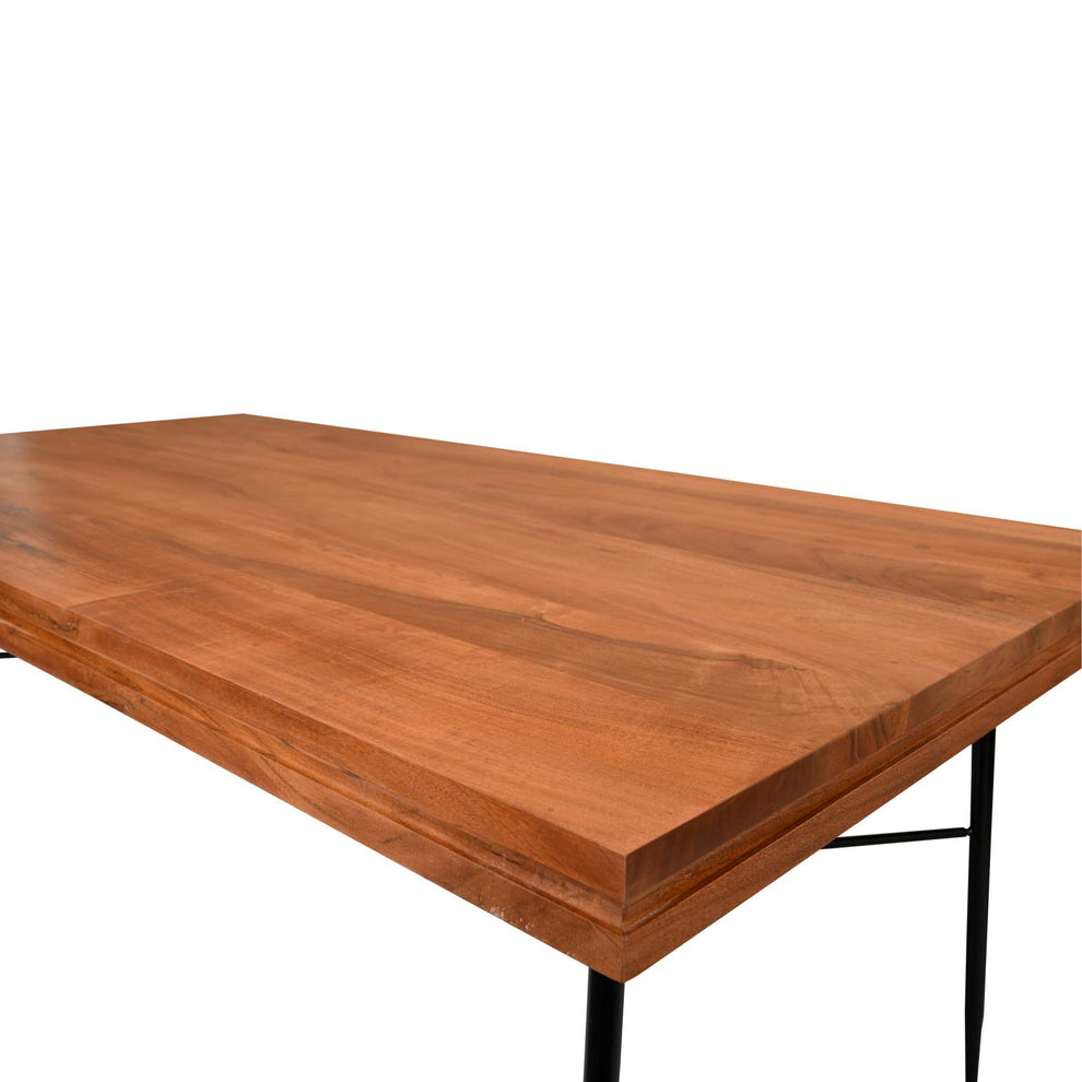 Two Tone Industrial Wooden Top Rectangular Dining Table With Metal Frame, Black And Brown By Benzara | Dining Tables |  Modishstore  - 5