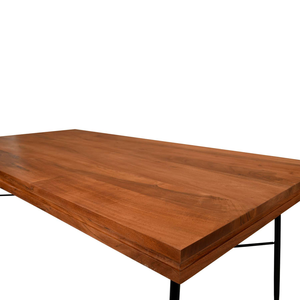 Two Tone Industrial Wooden Top Rectangular Dining Table With Metal Frame, Black And Brown By Benzara | Dining Tables |  Modishstore  - 4