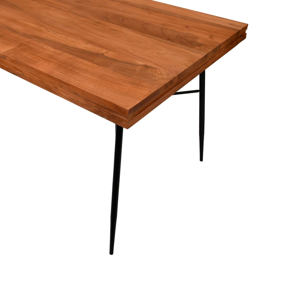 Two Tone Industrial Wooden Top Rectangular Dining Table With Metal Frame, Black And Brown By Benzara | Dining Tables |  Modishstore  - 3