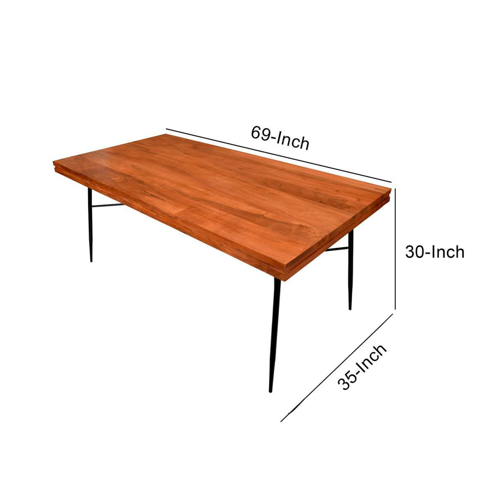 Two Tone Industrial Wooden Top Rectangular Dining Table With Metal Frame, Black And Brown By Benzara | Dining Tables |  Modishstore  - 2