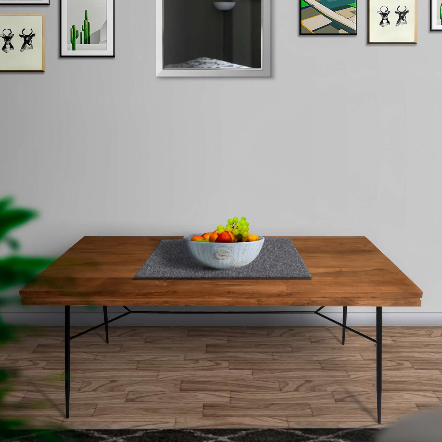 Two Tone Industrial Wooden Top Rectangular Dining Table With Metal Frame, Black And Brown By Benzara | Dining Tables |  Modishstore 