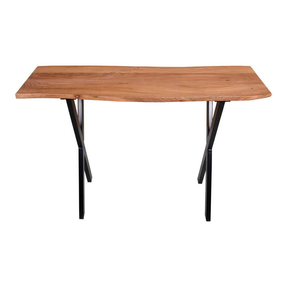 30 Inch Industrial Wooden Console Sofa Entryway Table With X Base & Metal Legs, Brown And Black By Benzara |  |  Modishstore  - 2