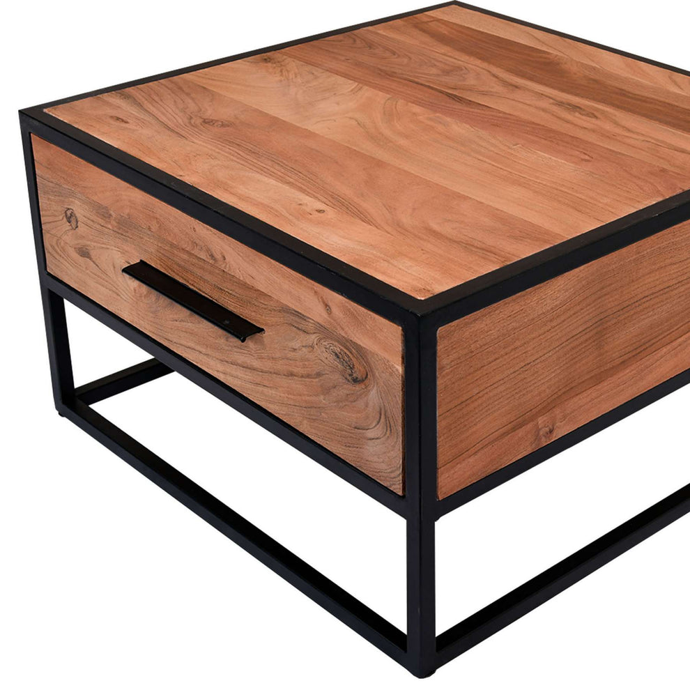 Two Tone Mango Wood Storage Bedside End Table With 1 Drawer, Black And Brown By Benzara | End Tables |  Modishstore  - 4