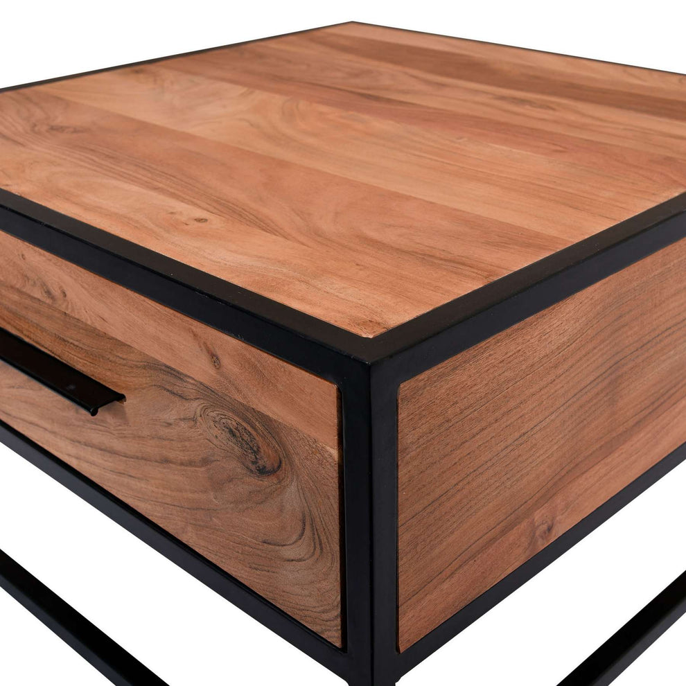 Two Tone Mango Wood Storage Bedside End Table With 1 Drawer, Black And Brown By Benzara | End Tables |  Modishstore  - 3