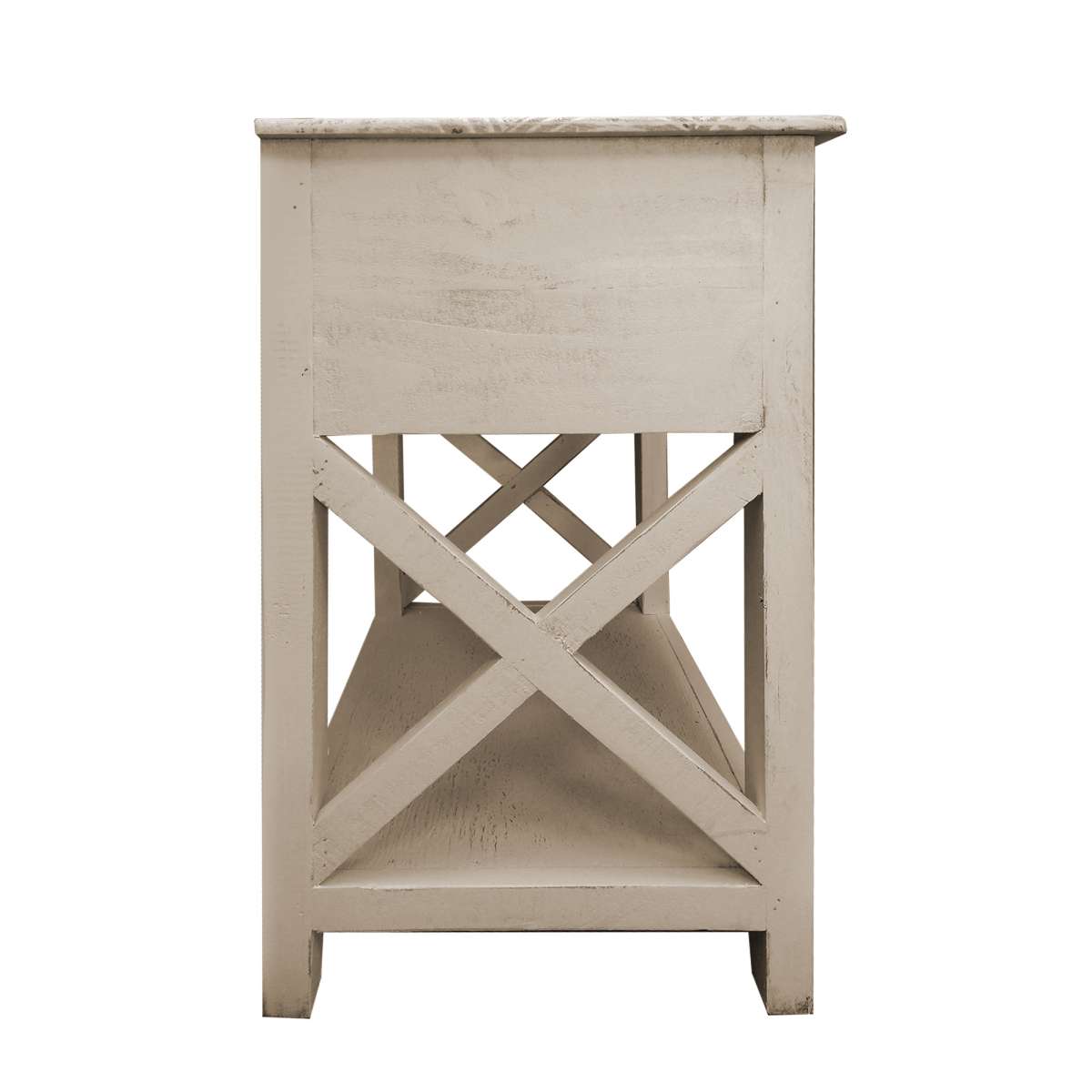 24 Inch Wooden 1 Drawer Sideend Table With Cross Sides And Open Bottom Shelf, White By Benzara | Side Tables |  Modishstore  - 7
