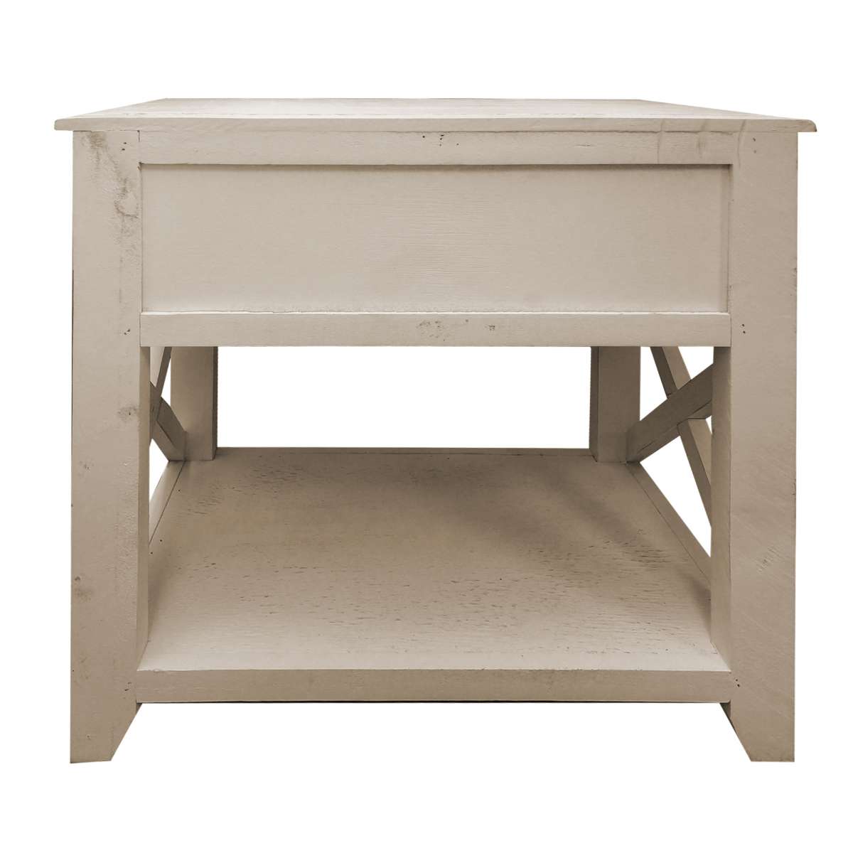 24 Inch Wooden 1 Drawer Sideend Table With Cross Sides And Open Bottom Shelf, White By Benzara | Side Tables |  Modishstore  - 6
