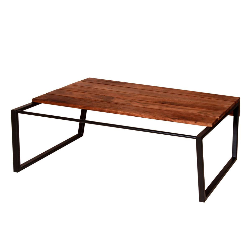 Rectangular Wooden Industrial Coffee Table With Metal Sled Base, Brown And Black By Benzara | Coffee Tables |  Modishstore  - 10