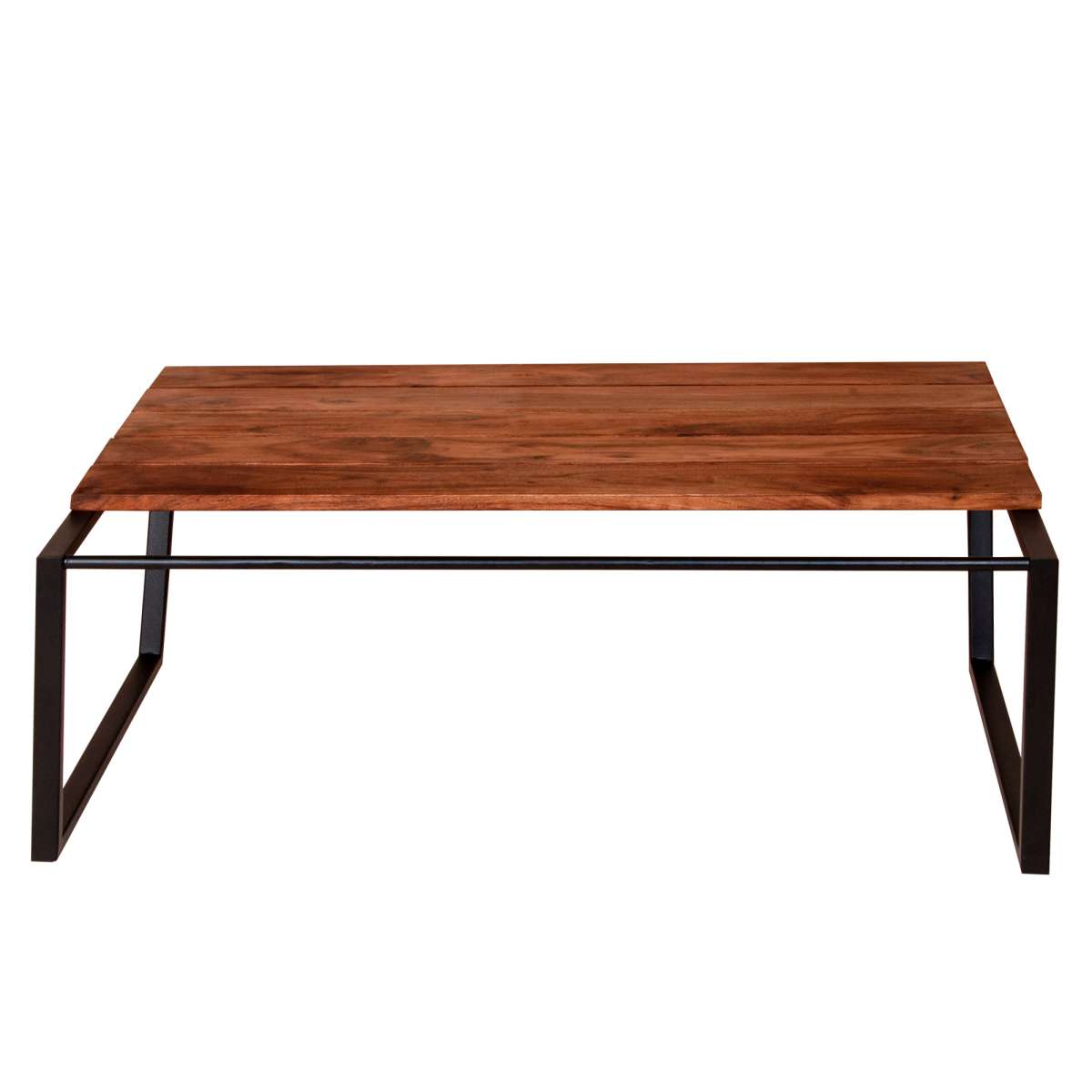 Rectangular Wooden Industrial Coffee Table With Metal Sled Base, Brown And Black By Benzara | Coffee Tables |  Modishstore  - 9