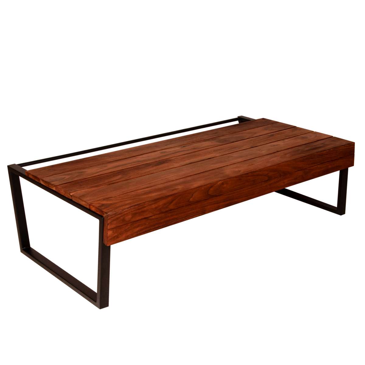 Rectangular Wooden Industrial Coffee Table With Metal Sled Base, Brown And Black By Benzara | Coffee Tables |  Modishstore  - 8
