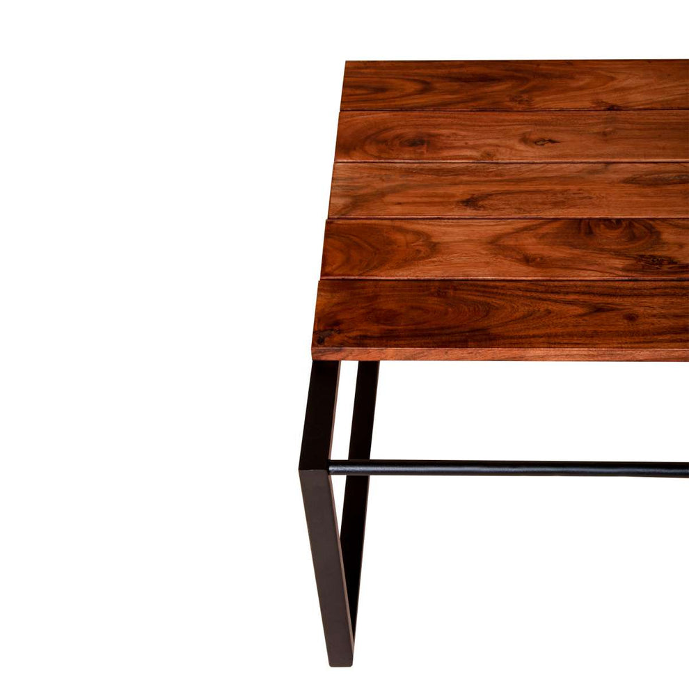 Rectangular Wooden Industrial Coffee Table With Metal Sled Base, Brown And Black By Benzara | Coffee Tables |  Modishstore  - 5