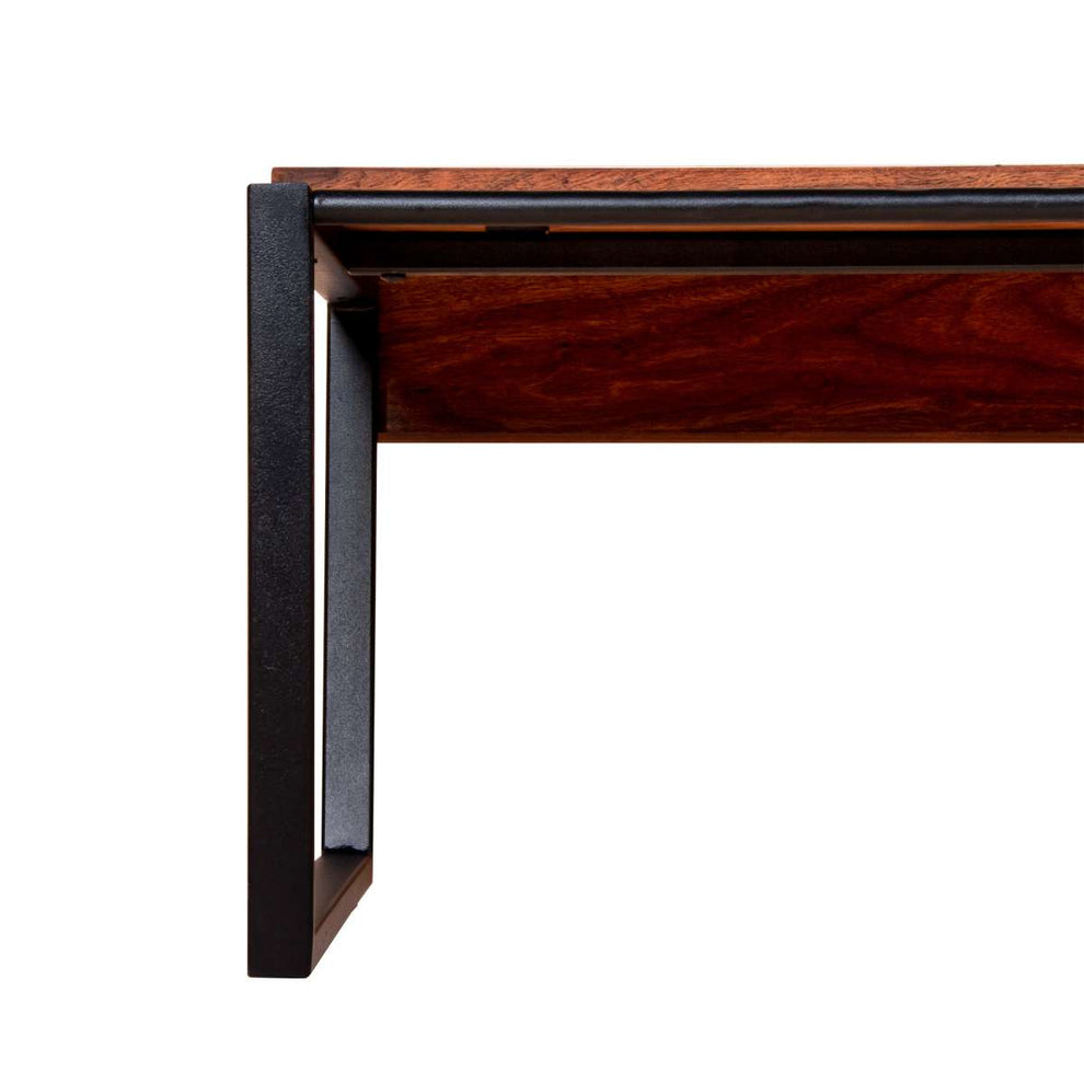 Rectangular Wooden Industrial Coffee Table With Metal Sled Base, Brown And Black By Benzara | Coffee Tables |  Modishstore  - 3