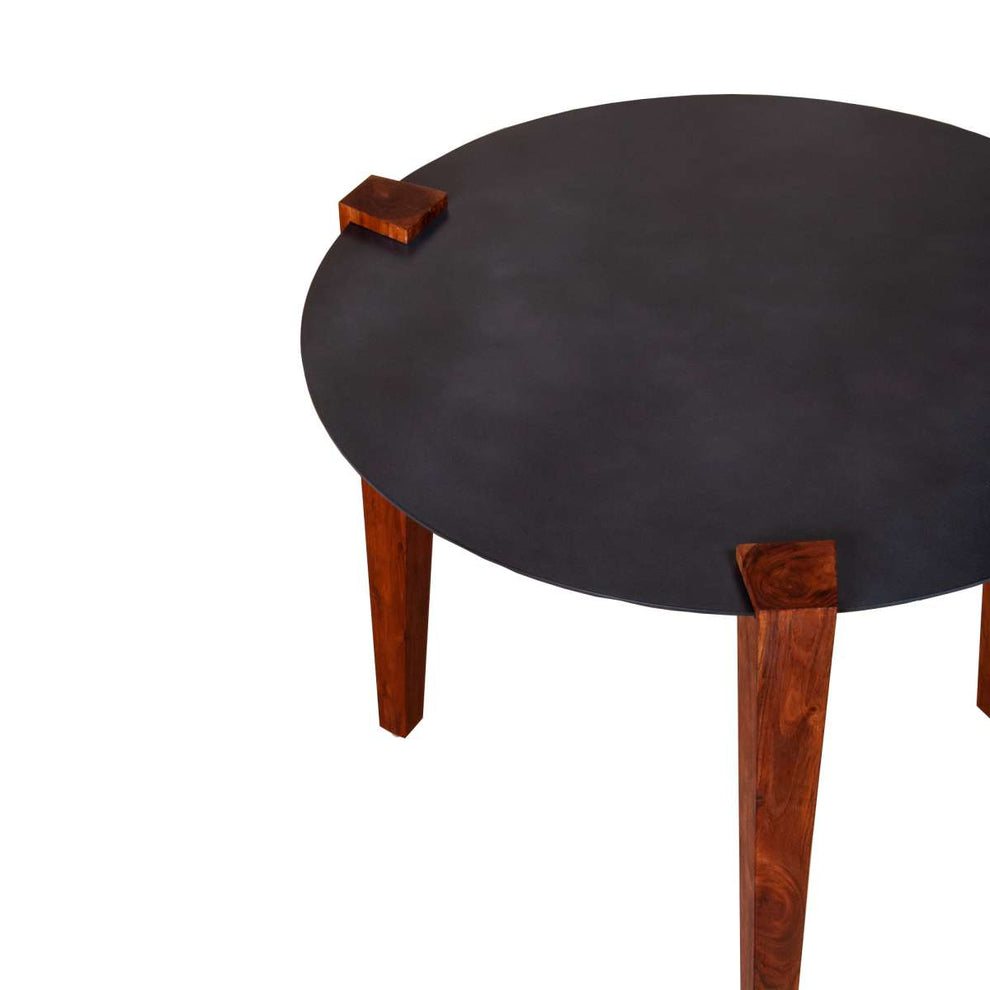20 Inches Round Metal Top Side End Table With Tapered Legs, Brown And Black By Benzara | End Tables |  Modishstore  - 8