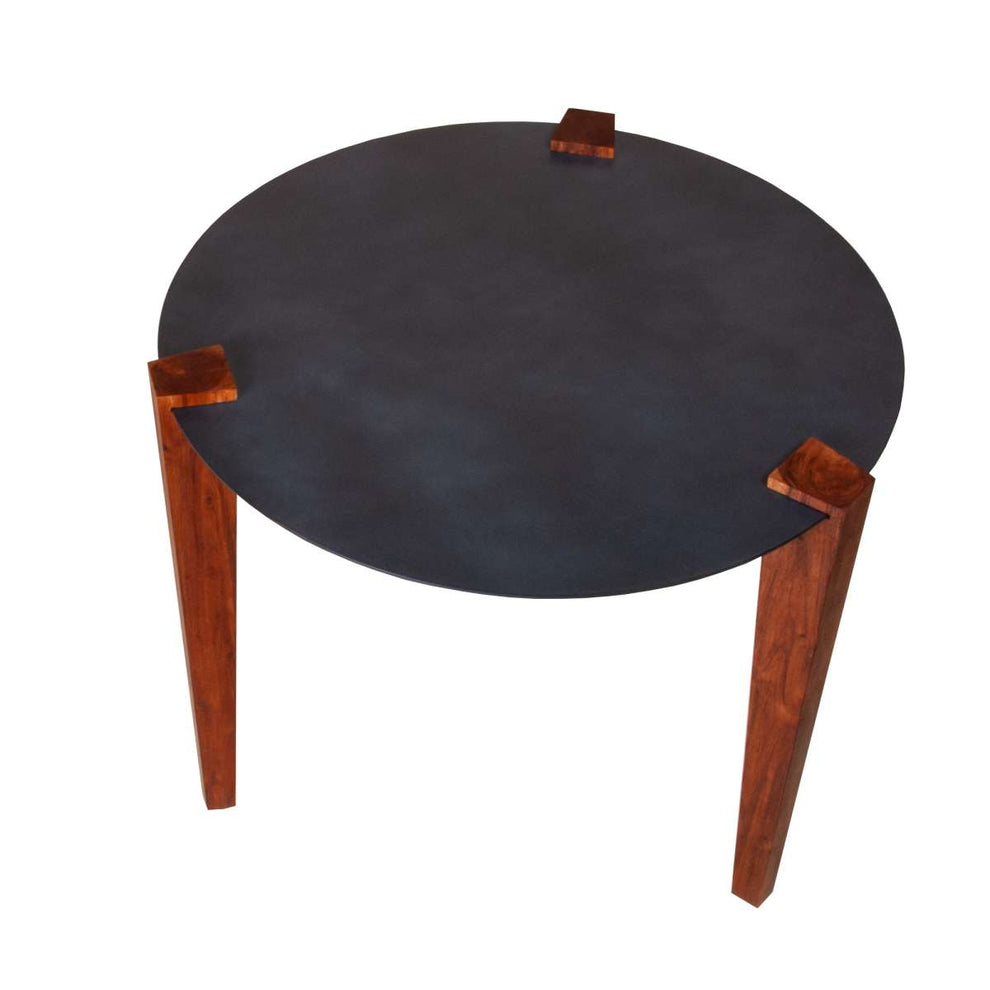 20 Inches Round Metal Top Side End Table With Tapered Legs, Brown And Black By Benzara | End Tables |  Modishstore  - 7
