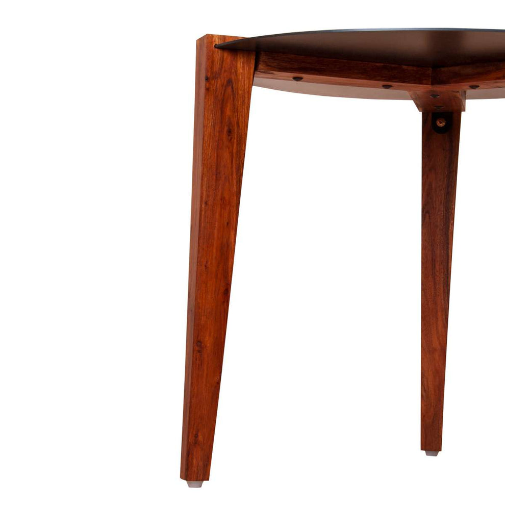 20 Inches Round Metal Top Side End Table With Tapered Legs, Brown And Black By Benzara | End Tables |  Modishstore  - 5