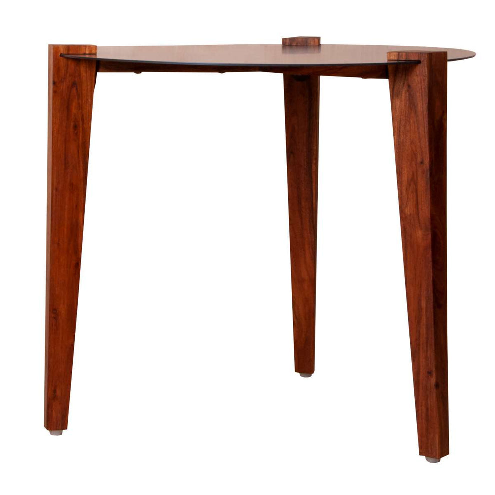 20 Inches Round Metal Top Side End Table With Tapered Legs, Brown And Black By Benzara | End Tables |  Modishstore  - 3