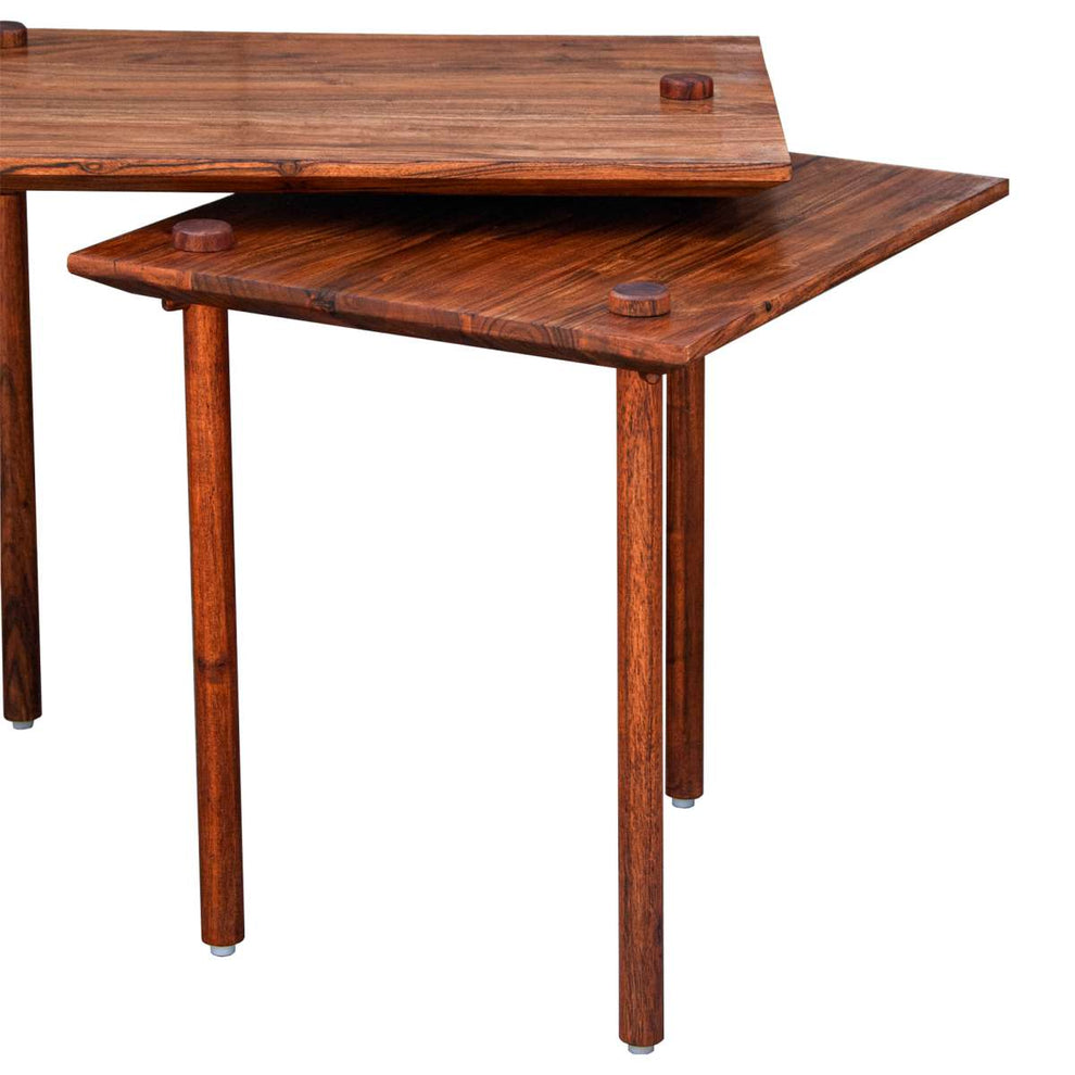 Solid Wood End Table With Pull Out Extension And Grain Details, Dark Brown By Benzara | End Tables |  Modishstore  - 9