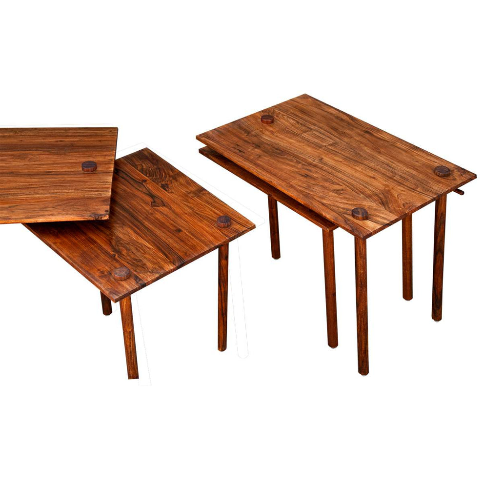 Solid Wood End Table With Pull Out Extension And Grain Details, Dark Brown By Benzara | End Tables |  Modishstore  - 8