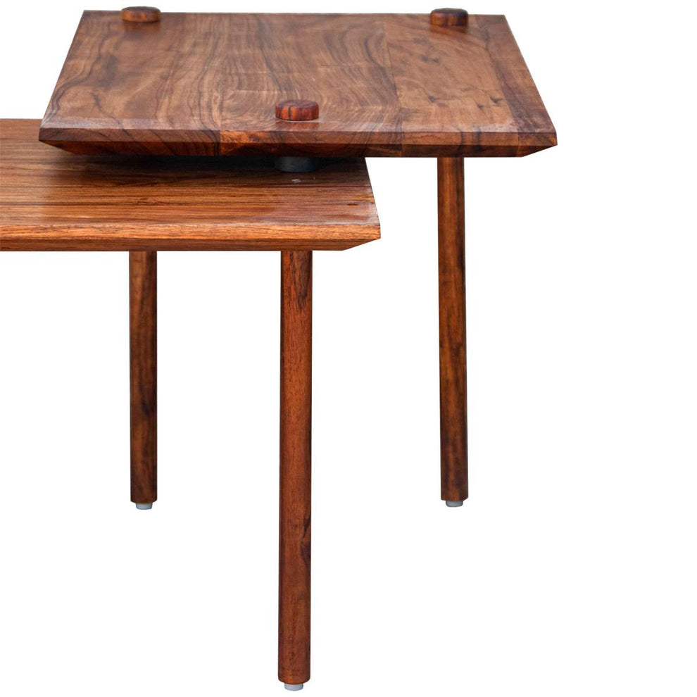 Solid Wood End Table With Pull Out Extension And Grain Details, Dark Brown By Benzara | End Tables |  Modishstore  - 7