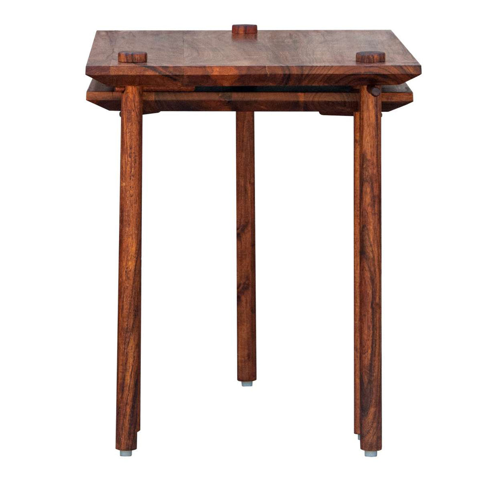 Solid Wood End Table With Pull Out Extension And Grain Details, Dark Brown By Benzara | End Tables |  Modishstore  - 4