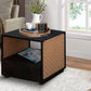 Single Drawer Solid Wood Nightstand With Open Storage And Jute Woven Side Panels, Black By Benzara | Nightstands |  Modishstore 