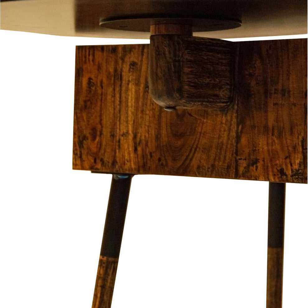 Single Drawer Industrial End Table With Conjoined Round Metal Tray, Brown And Black By Benzara | End Tables |  Modishstore  - 4