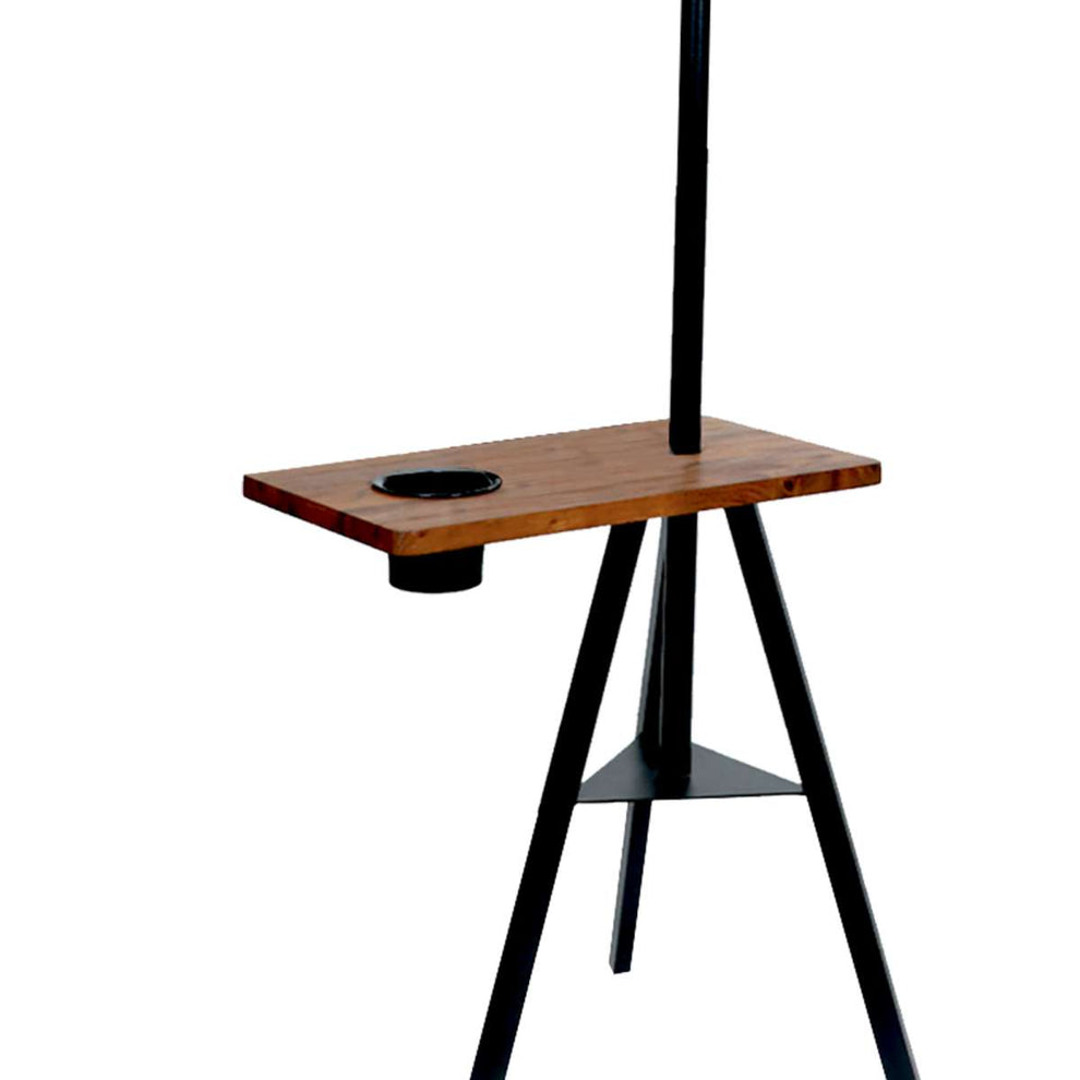 Standing Metal Coat Rack With Conjoined Mirror And Wooden Desk, Brown And Black By Benzara | Coat Racks |  Modishstore  - 3