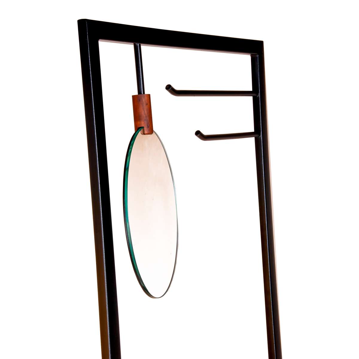 Standing Metal Coat Rack With Conjoined Mirror And 1 Drawer Desk, Brown And Black By Benzara | Coat Racks |  Modishstore  - 5