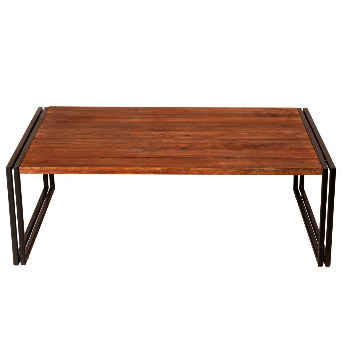 48 Inches Wooden Top Industrial Coffee Table With Metal Sled Base, Brown And Black By Benzara | Coffee Tables |  Modishstore  - 11