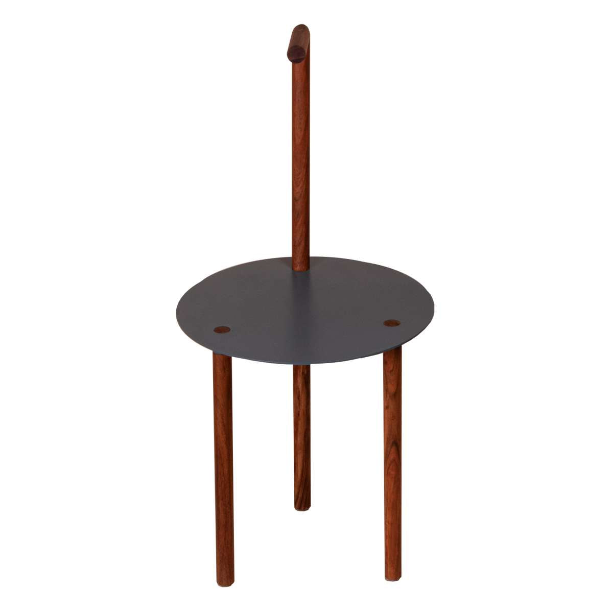 29 Inches Round Metal Top End Table With Inbuilt Wooden Pole, Brown And Black By Benzara | End Tables |  Modishstore  - 8