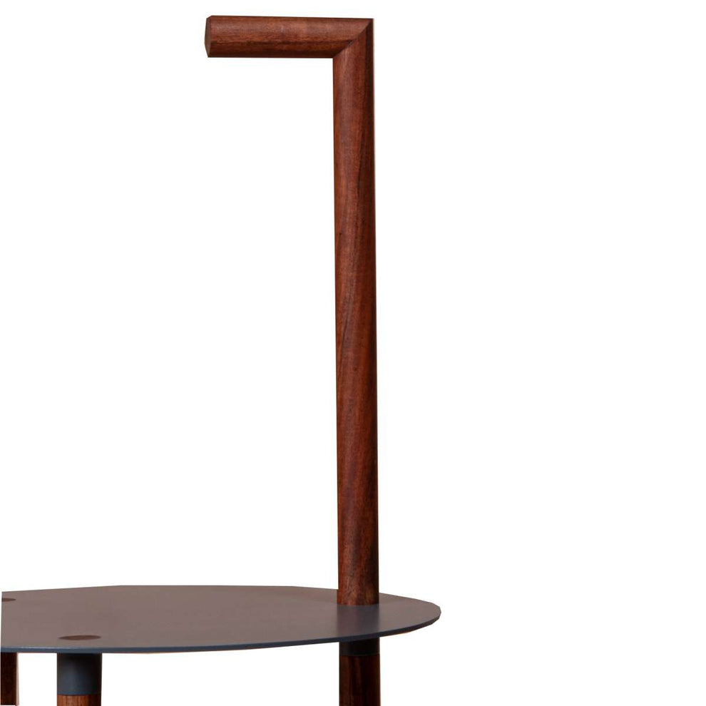 29 Inches Round Metal Top End Table With Inbuilt Wooden Pole, Brown And Black By Benzara | End Tables |  Modishstore  - 7