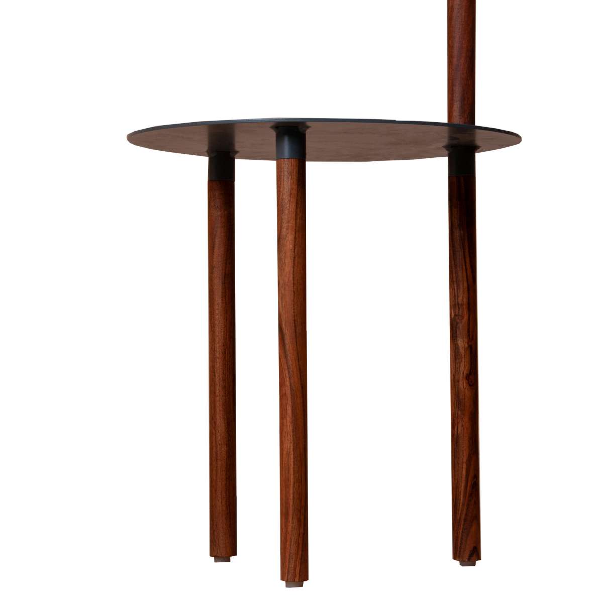 29 Inches Round Metal Top End Table With Inbuilt Wooden Pole, Brown And Black By Benzara | End Tables |  Modishstore  - 5