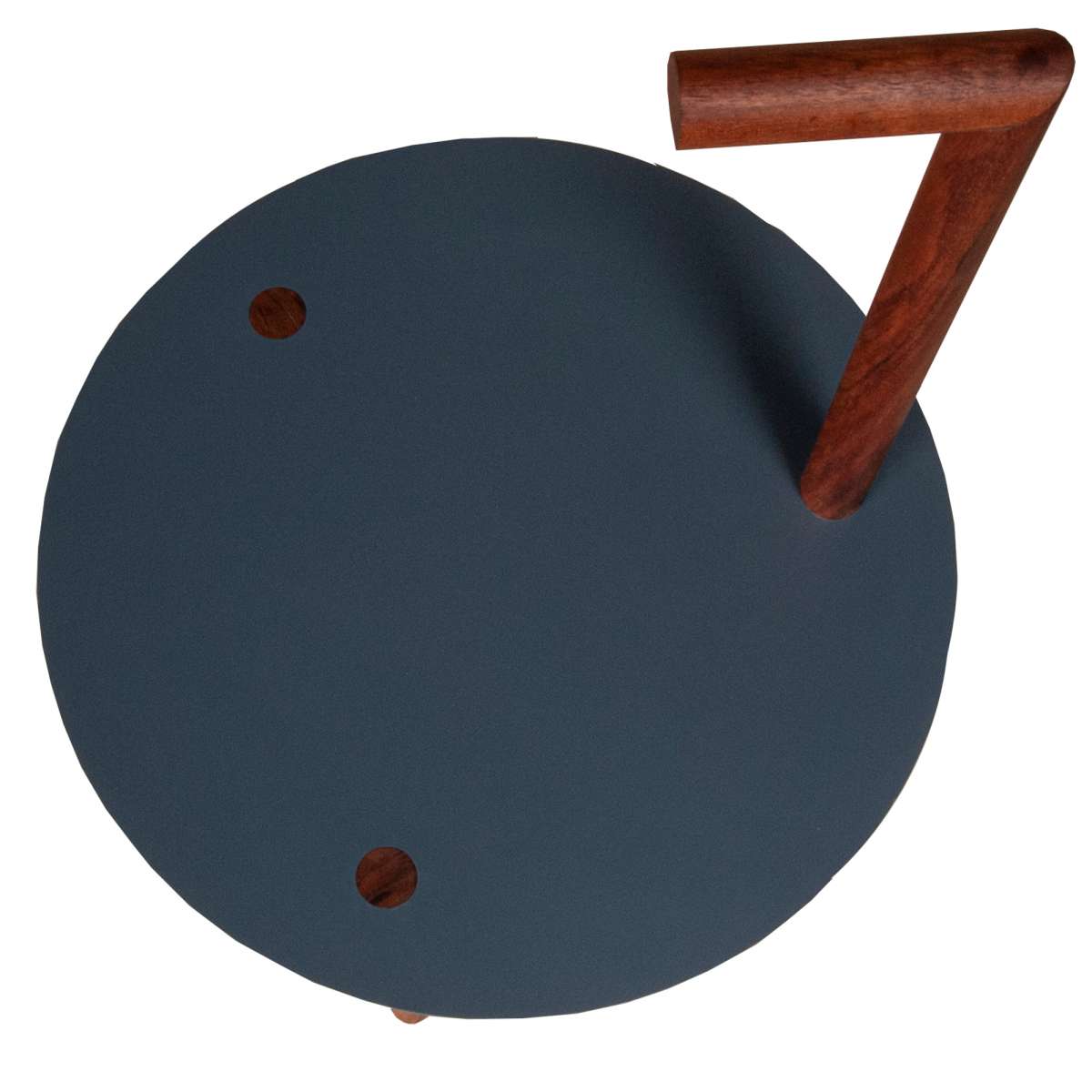 29 Inches Round Metal Top End Table With Inbuilt Wooden Pole, Brown And Black By Benzara | End Tables |  Modishstore  - 4