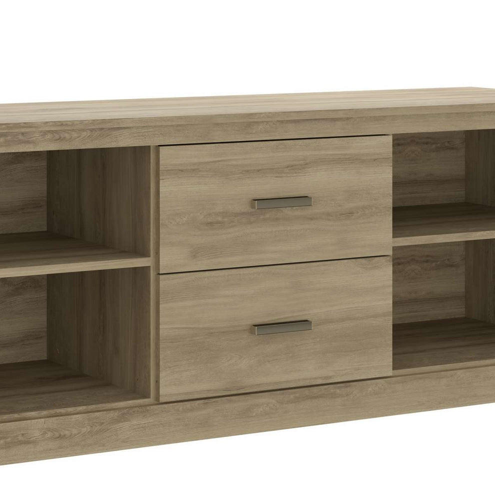 59 Inch Wooden Tv Stand With 2 Drawers And 4 Open Compartments, Oak Brown By Benzara | TV Stands |  Modishstore  - 5