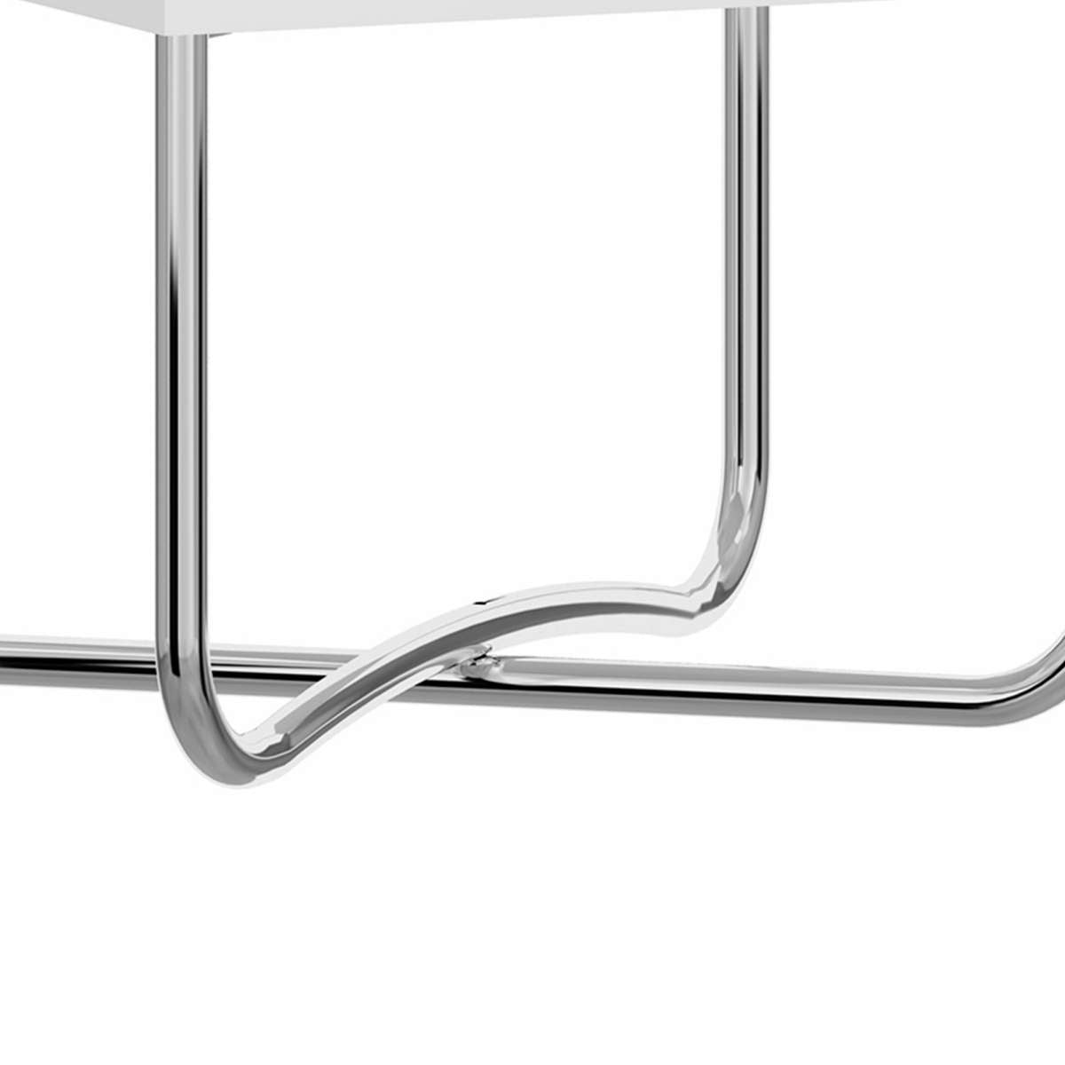 Bedside Nightstand With Open Compartment And Tubular Metal Base, White And Chrome By Benzara | Nightstands |  Modishstore  - 4